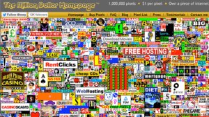 Ads on the Million Dollar Homepage